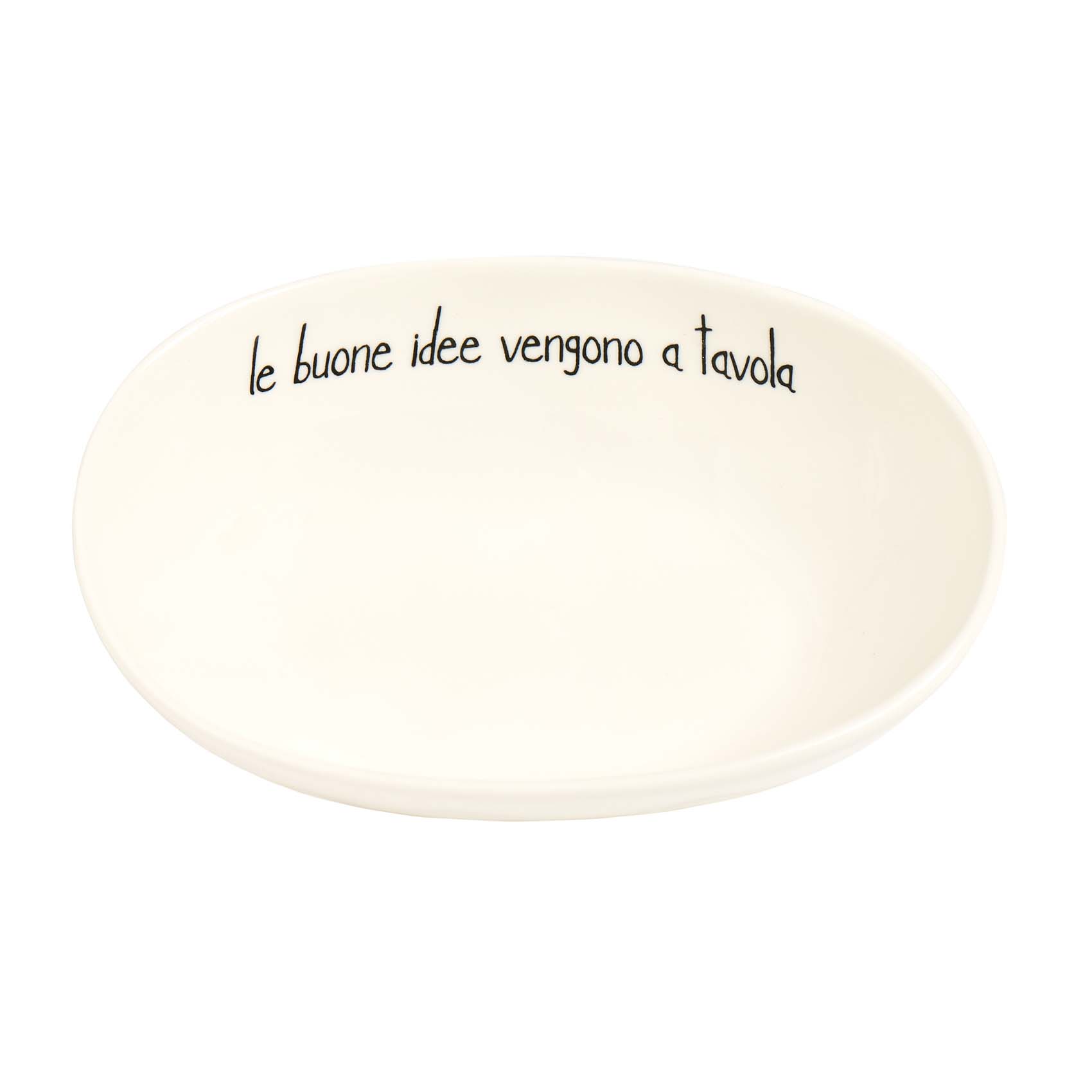 Coppetta ovale Simple Day in gres con scritta Le buone idee vengono a tavola