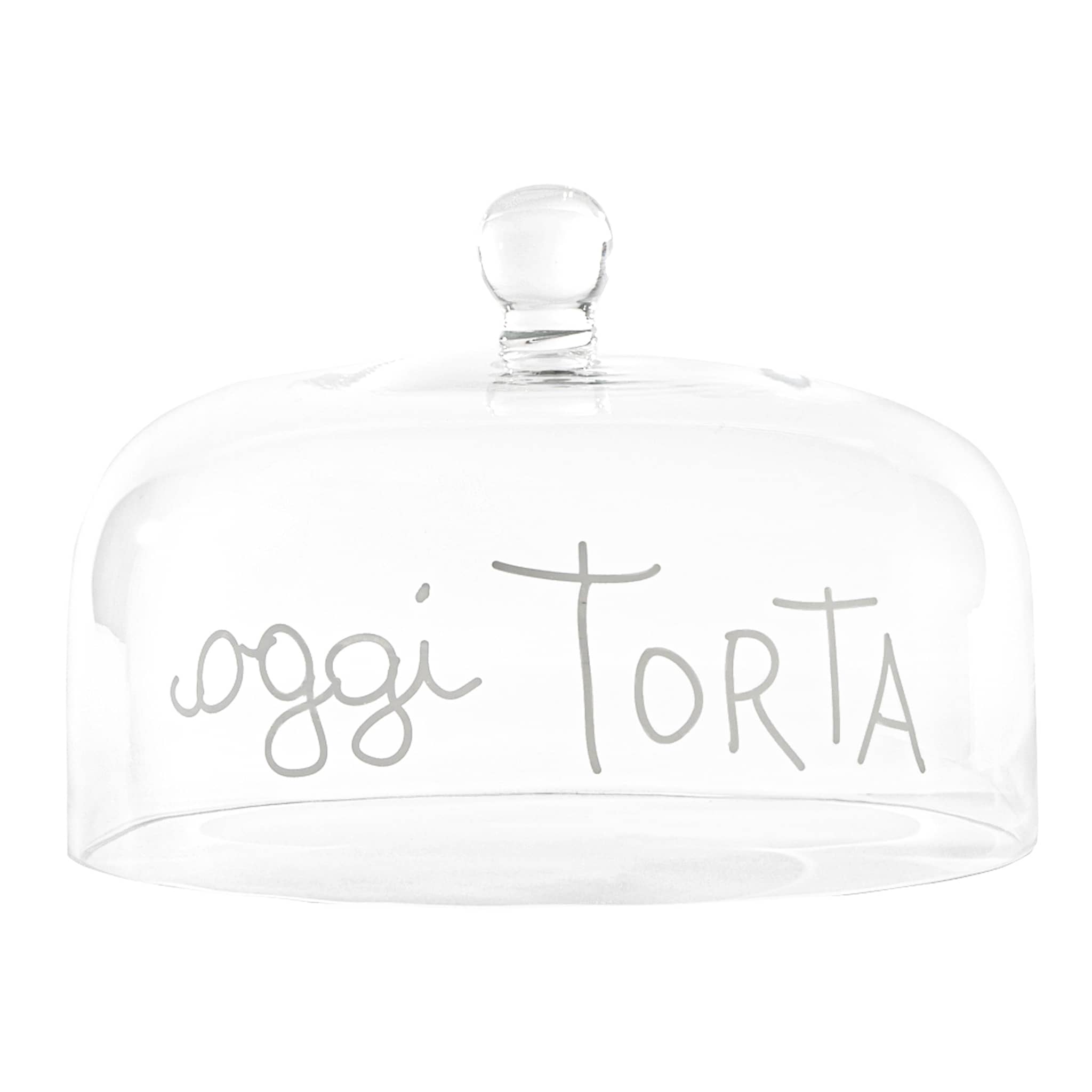 Campana per dolci in vetro Oggi Torta 28,5 cm Simple Day con scritta bianca