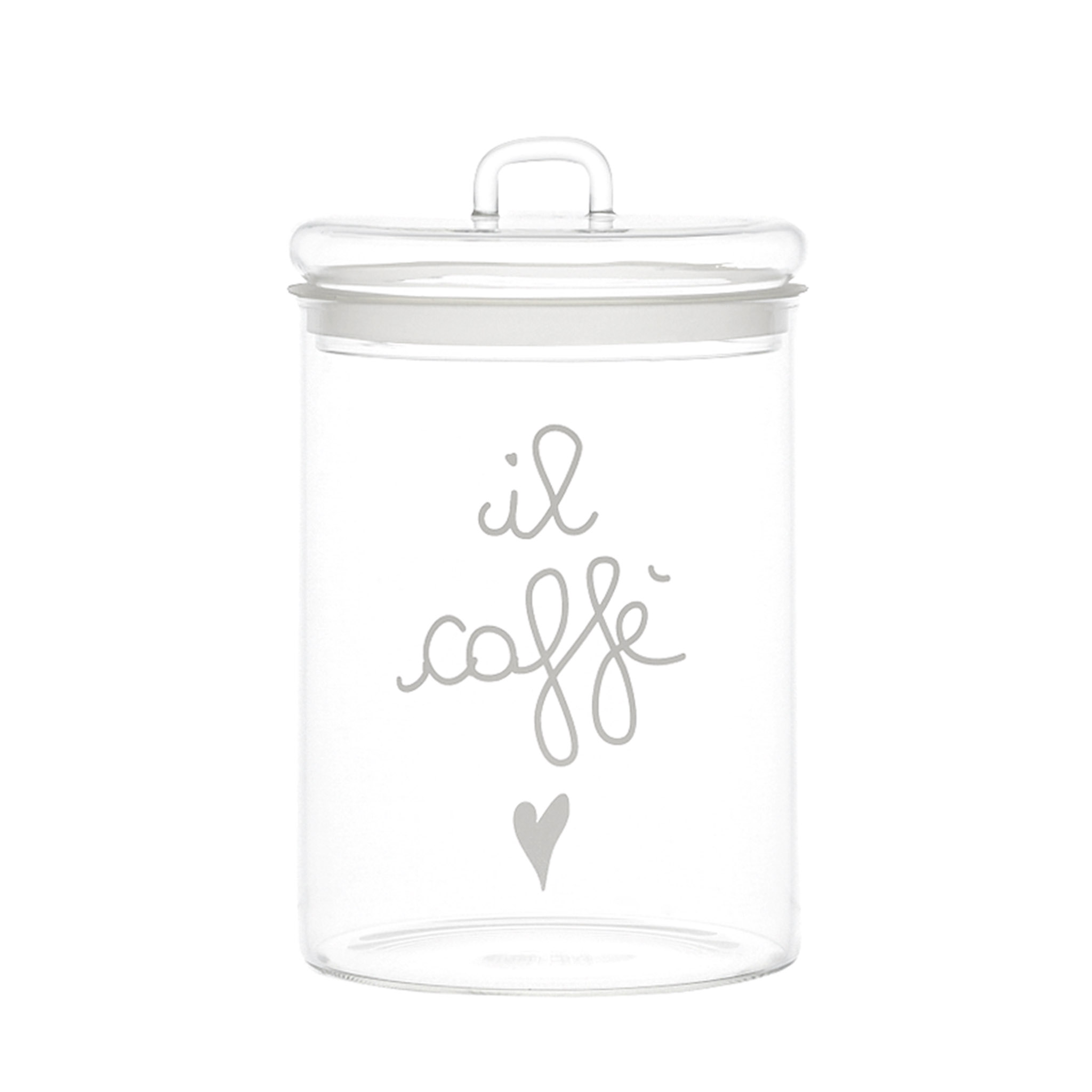 Barattolo Simple Day in vetro con scritta bianca “Il caffè”, Ø12 × H20 cm
