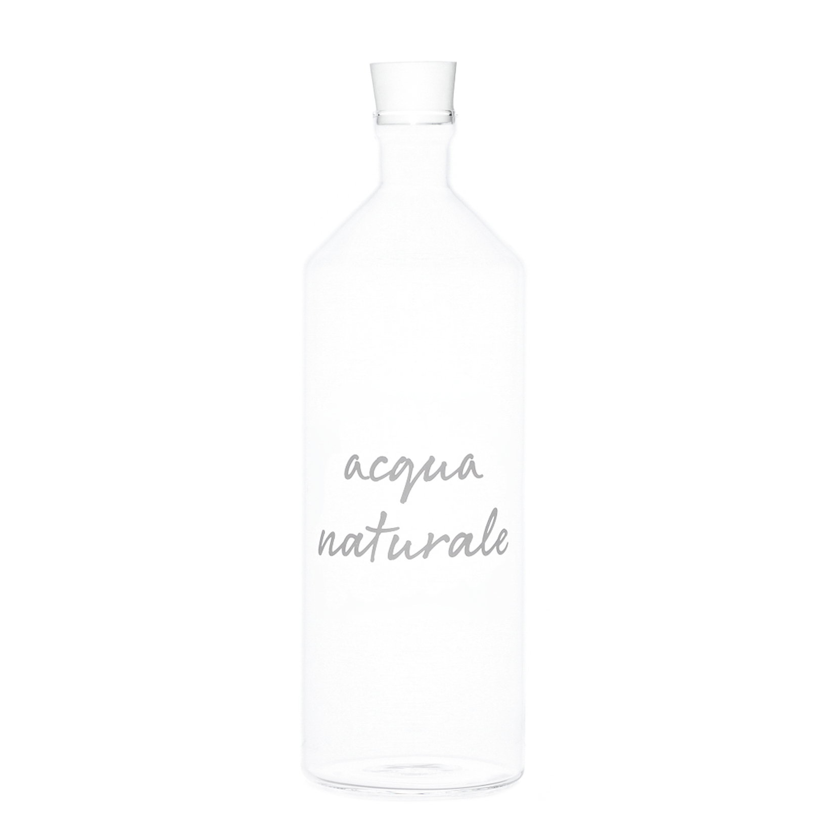 Bottiglia Simple Day in vetro trasparente con scritta bianca “Acqua Naturale”