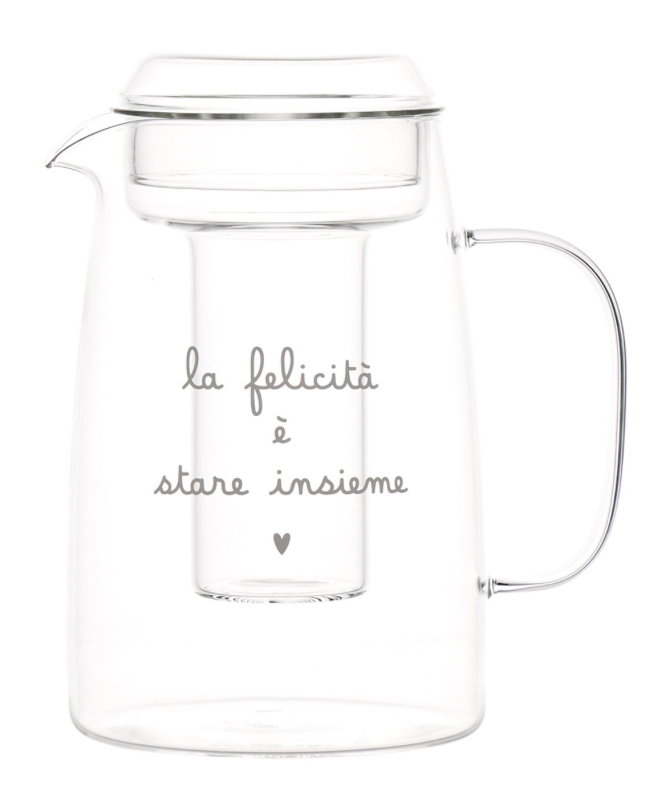 Caraffa con portaghiaccio Simple Day 2 litri con decoro La felicità è stare insieme
