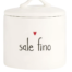 Barattolo Simple Day in gres con scritta nera sale fino, cuore rosso e coperchio